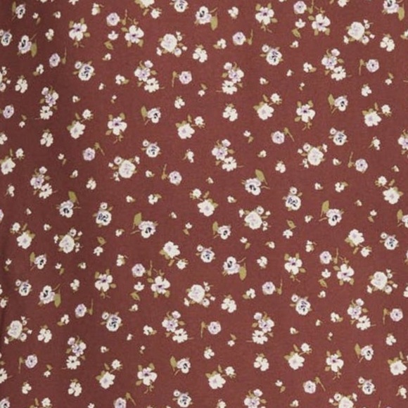 Pleione Brown Floral Puff-Sleeve Blouse - Picture 12 of 12